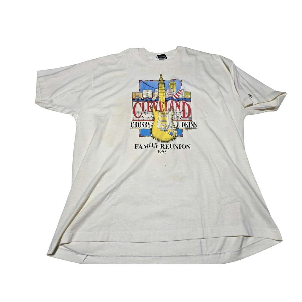 Vintage 1992 Cleveland Family Reunion Tee XXL Crosby‎ Judkins Guitar Graphic USA